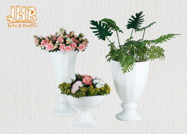 Trompete glatte weiße Polystone-Mittelstück-Tabellen-Vasen-Boden-Vasen für Haus