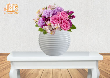 Tragbarer runder glatter weißer Fiberglas-Blumen-Topf-Vase bereiftes Ende