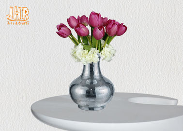 Silberne Spiegel-Mosaik-Fiberglas-Pflanzer-Tabellen-Vasen-dekorative Blumen-Töpfe