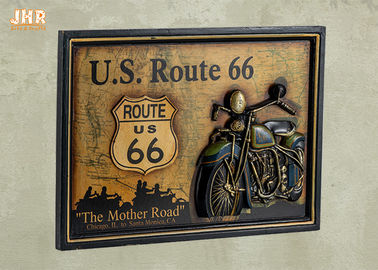 Klassische Wand US Route 66 unterzeichnet hölzernes Wand-Plaketten-Harz-Motorrad-Wand-Dekor-Kneipen-Zeichen