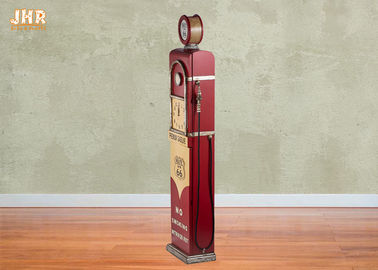 Antikes hölzernes Speicherkabinett-rote Farbdekoratives Holzfußboden-Uhr-Gas-Pumpspeicherungs-Gestell