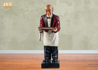 Rote Poly-Butler-Statuen-fette Chef-Küchen-Dekor-Harz-Butler-Skulptur-Statue 90cm
