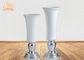 Weißes Fiberglas-Boden-Vasen Homewares-Ziergegenstand-Blattsilber-füßige Tabellen-Vasen