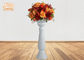 3-teilige glatte weiße Fiberglas-Blumen-Topf-Boden-Vasen mit Sockel