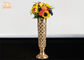 Trompeten-Form-Boden-Vasen Homewares-Ziergegenstand-Gold trieb Fiberglas-Tabellen-Vasen Blätter