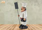 Französische Chef-Figürchen dekorative fette Chef-Statue Polyresin mit hölzernen Tafeln