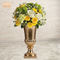 Handgefertigter Blumen-Topf-Fiberglas-Pflanzer-glänzende Goldfarbe