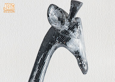 183cm H figürchen-Giraffen-Skulptur-Boden-Statue Silber-Mosaik-Glas Polyresin Tier