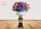 Glatter weißer Fiberglas-Blumen-Topf mit Goldblatt-Sockel-Boden-Vasen